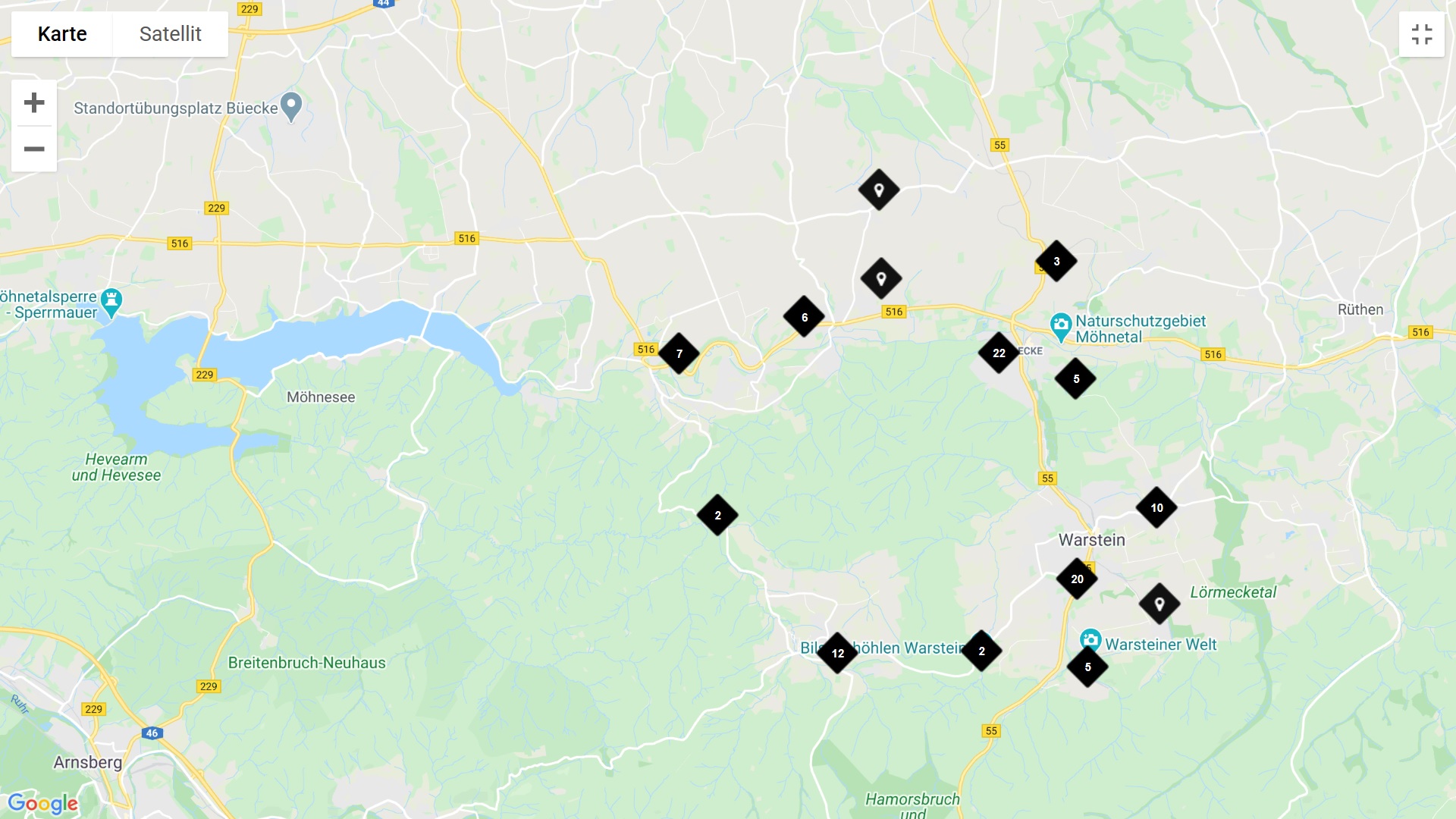 Interaktive Karte der Stadt Warstein - Stadtmarketing Warstein